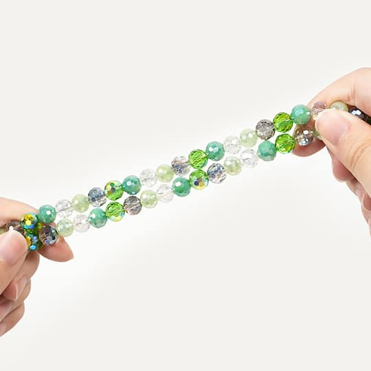 Jesse James Beads 8mm Round Green Mix Faceted Beads